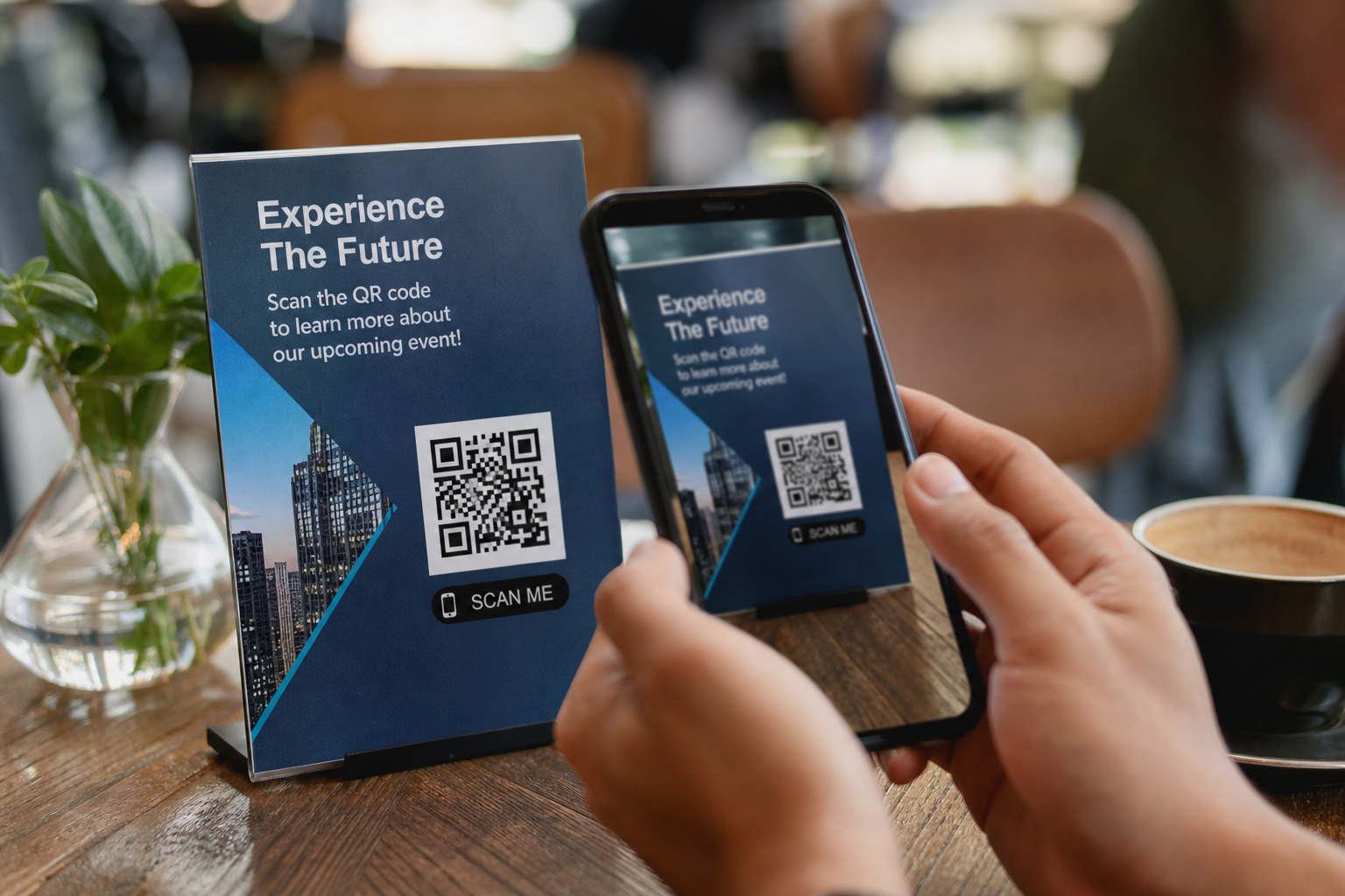 Marketing poster with QR code linking to tracked campaign landing page